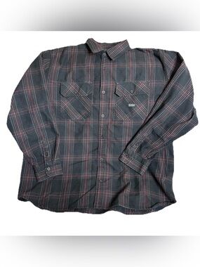 Sullen Art Collective Shirt Mens 2XL Black Plaid Button Up Flannel